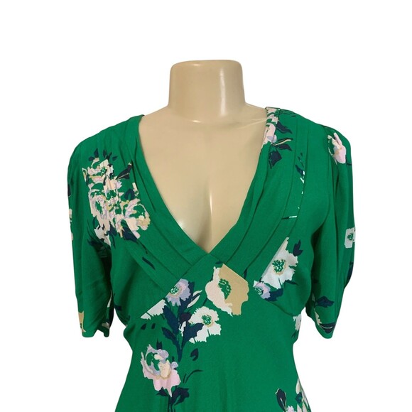 Free People Dress Womens 2 Floral Print Short Sleeve OB998041 Boho Summer Casual - Picture 3 of 11